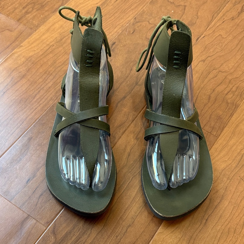 Free People Women's Vacation Day Wrap Sandal Green Sz 38 Lightweight Resortwear